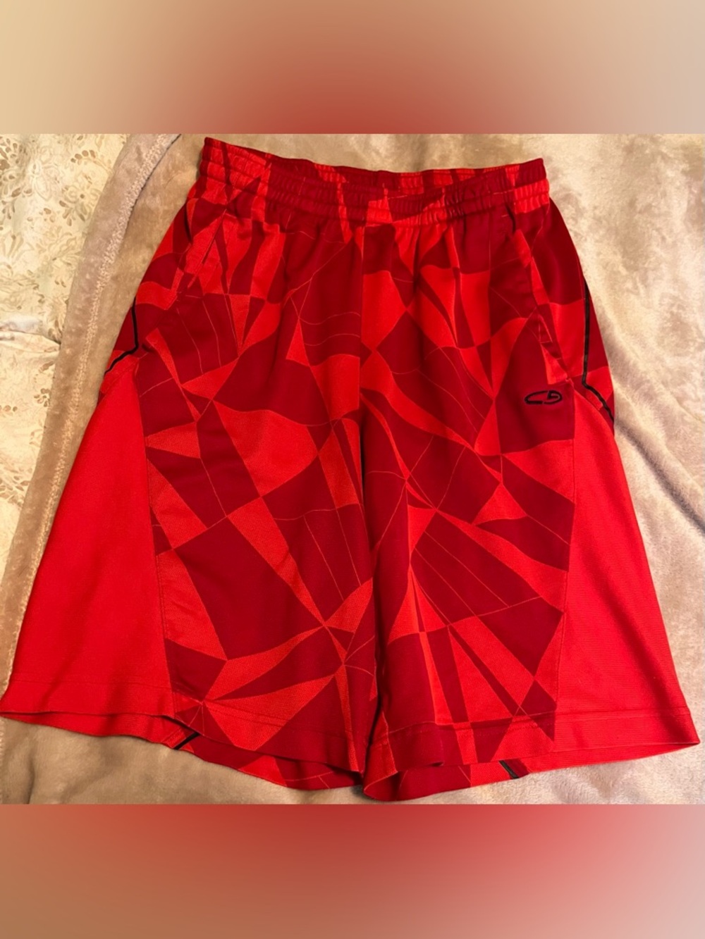 Champion Red Geometric Athletic Shorts